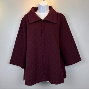 Soft Surroundings Dorothy Sweater Women’s Large Maroon Burgundy 1/4 Zip Pullover